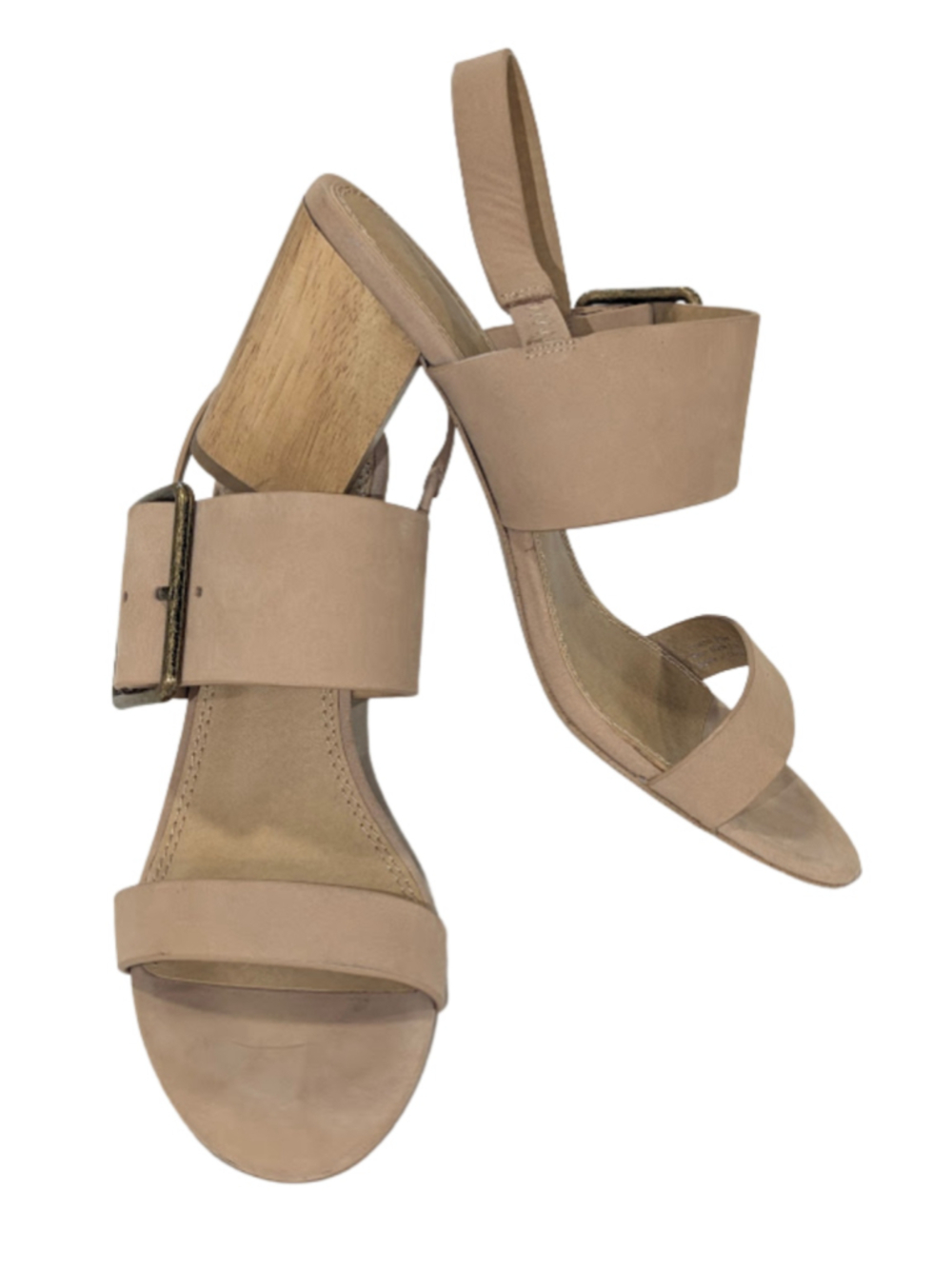 Splendid Sandals 8 Tan Block Heel Ankle Cuff Buckle Boho 70s Minimalist